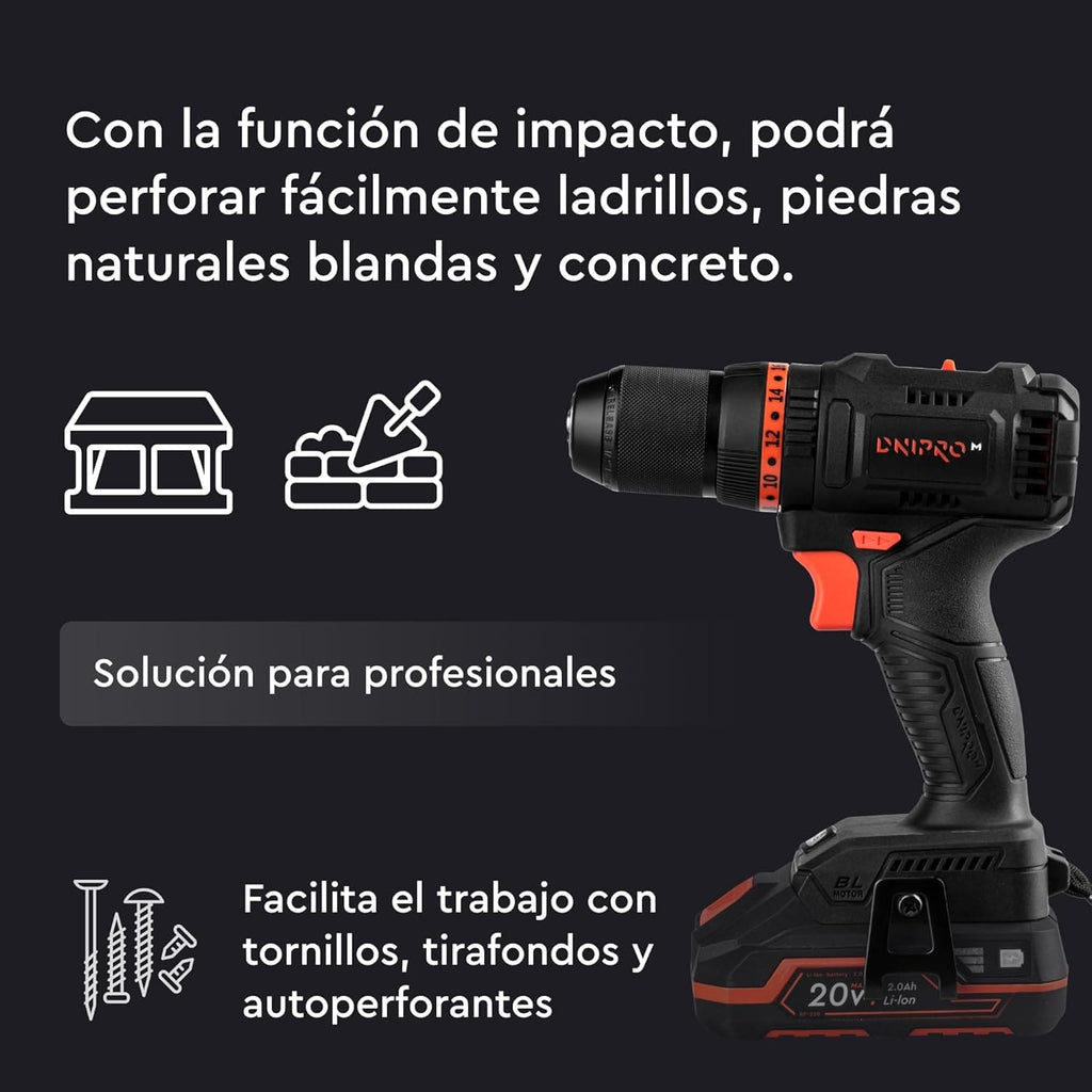 Kit de taladro y brocas a batería