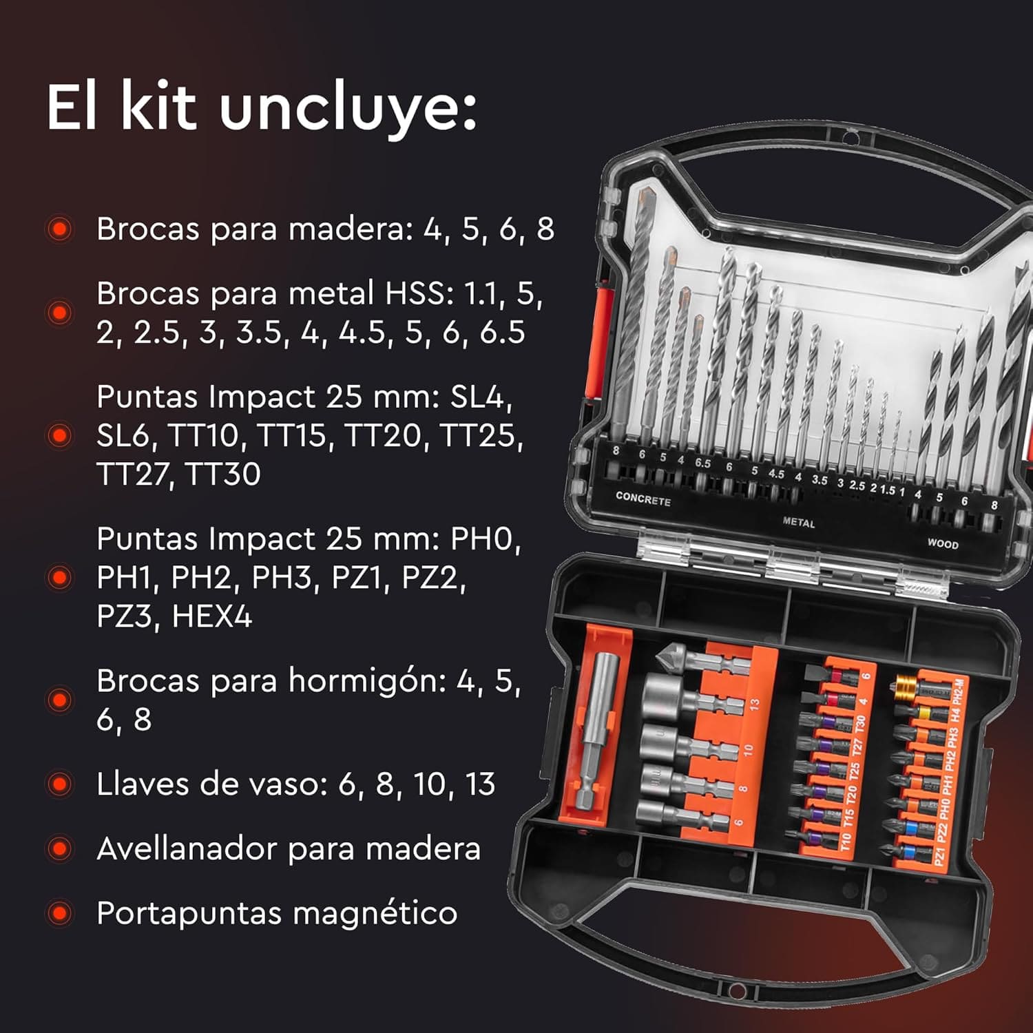 Kit de taladro y brocas a batería
