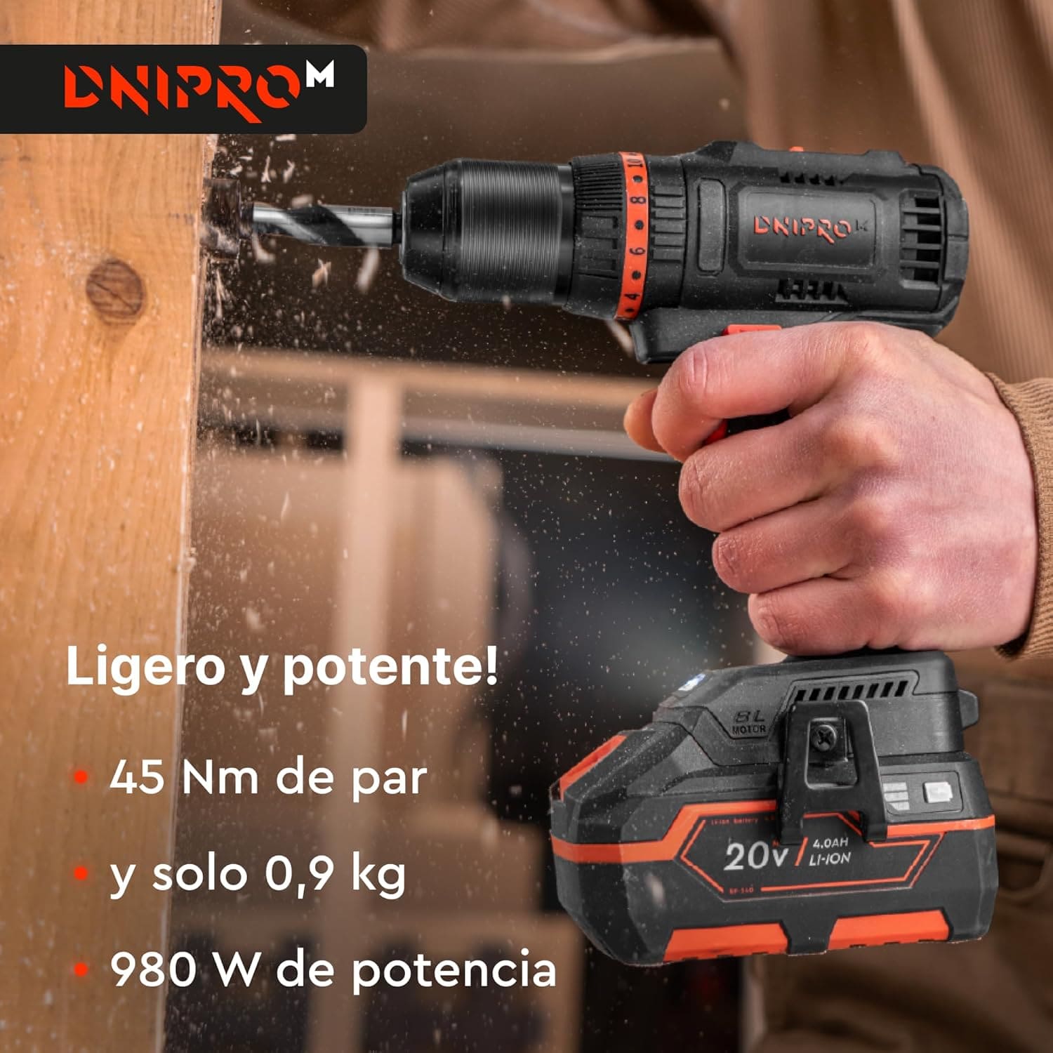 Kit de taladro y brocas a batería