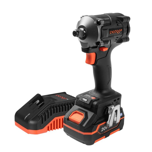 Dnipro-M 20V Compact Brushless 1/2" Impact Wrench Kit (DTW-201BC + 4.0Ah Battery + Fast Charger)