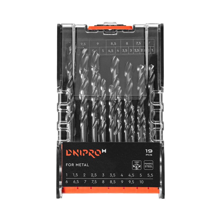 Dnipro-M 19-Piece M35 Cobalt Drill Bit Set (1.0mm – 10.0mm)